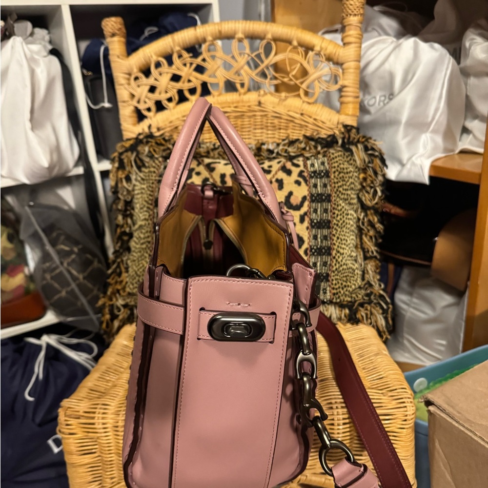 Coach Double Swagger w/ Colorblock Quilting & Rivets in Dusty Rose Multi - Picture 7 of 10